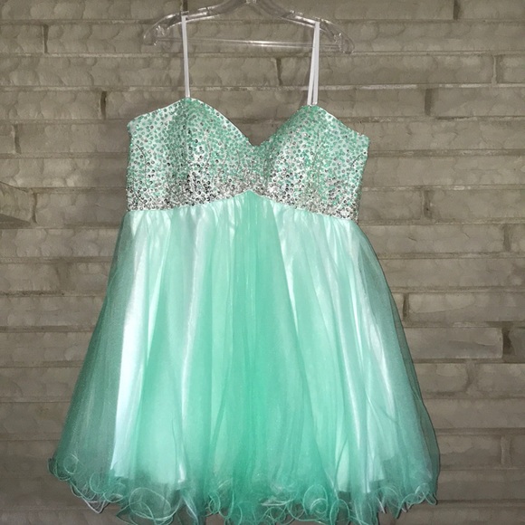 Homecoming / Prom dress - Mint Green ruffled - Picture 2 of 5